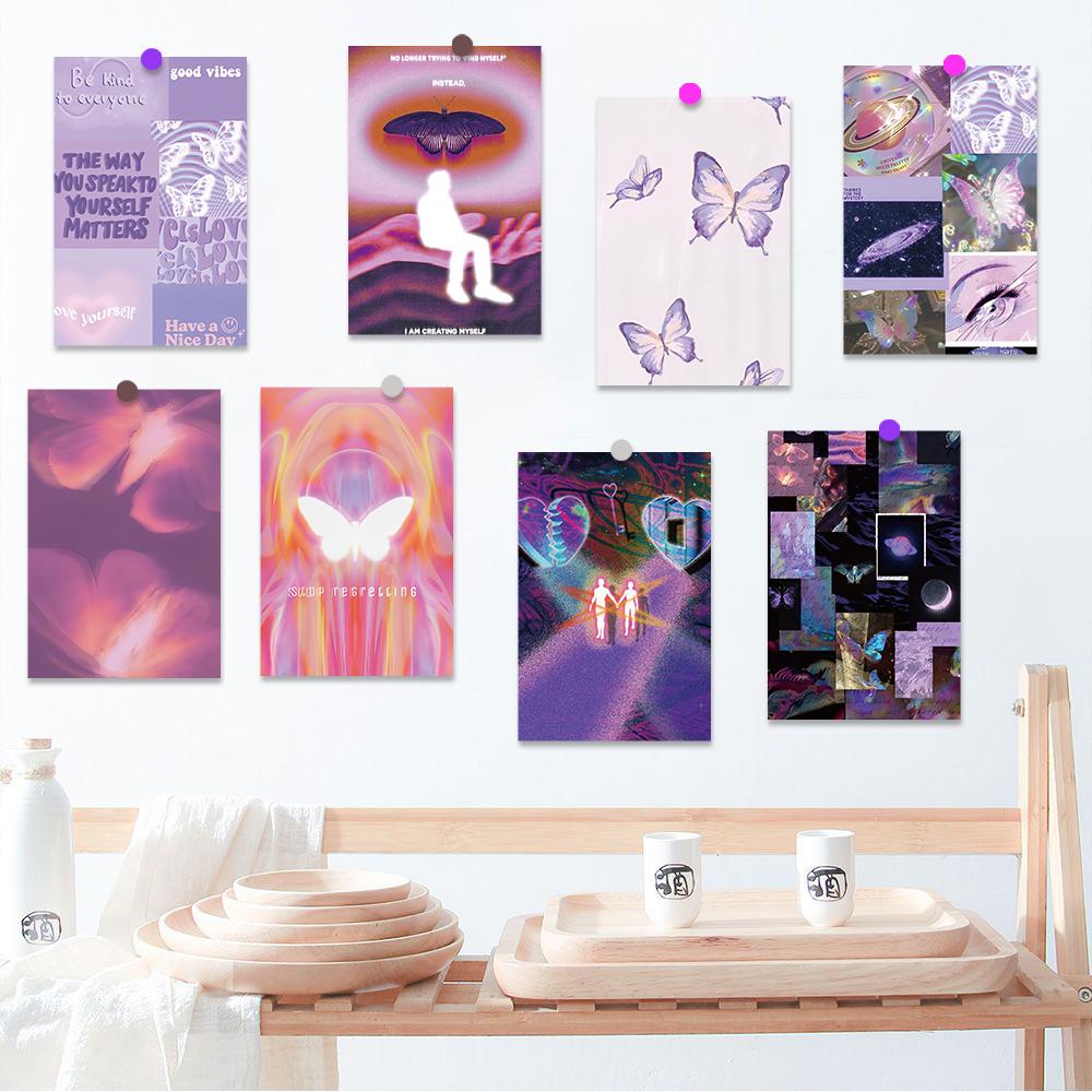 10×15CM 10PCS Psychedelic butterfly Poster Stickers Kawaii Laptop Cool Refrigerator Luggage Living Wall Card  Bedroom Decoration