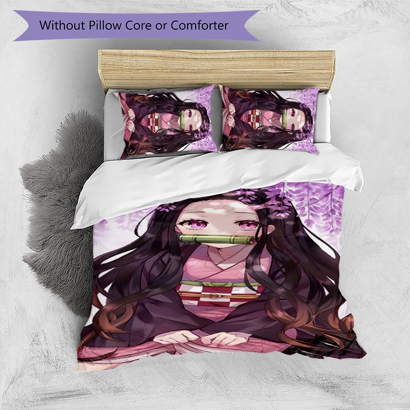 3pcs nezouko5 Design Cover Set - HD Printed Bedding with 1 Cover and 2 Pillowcases - Perfect for Home and Dorm Decor