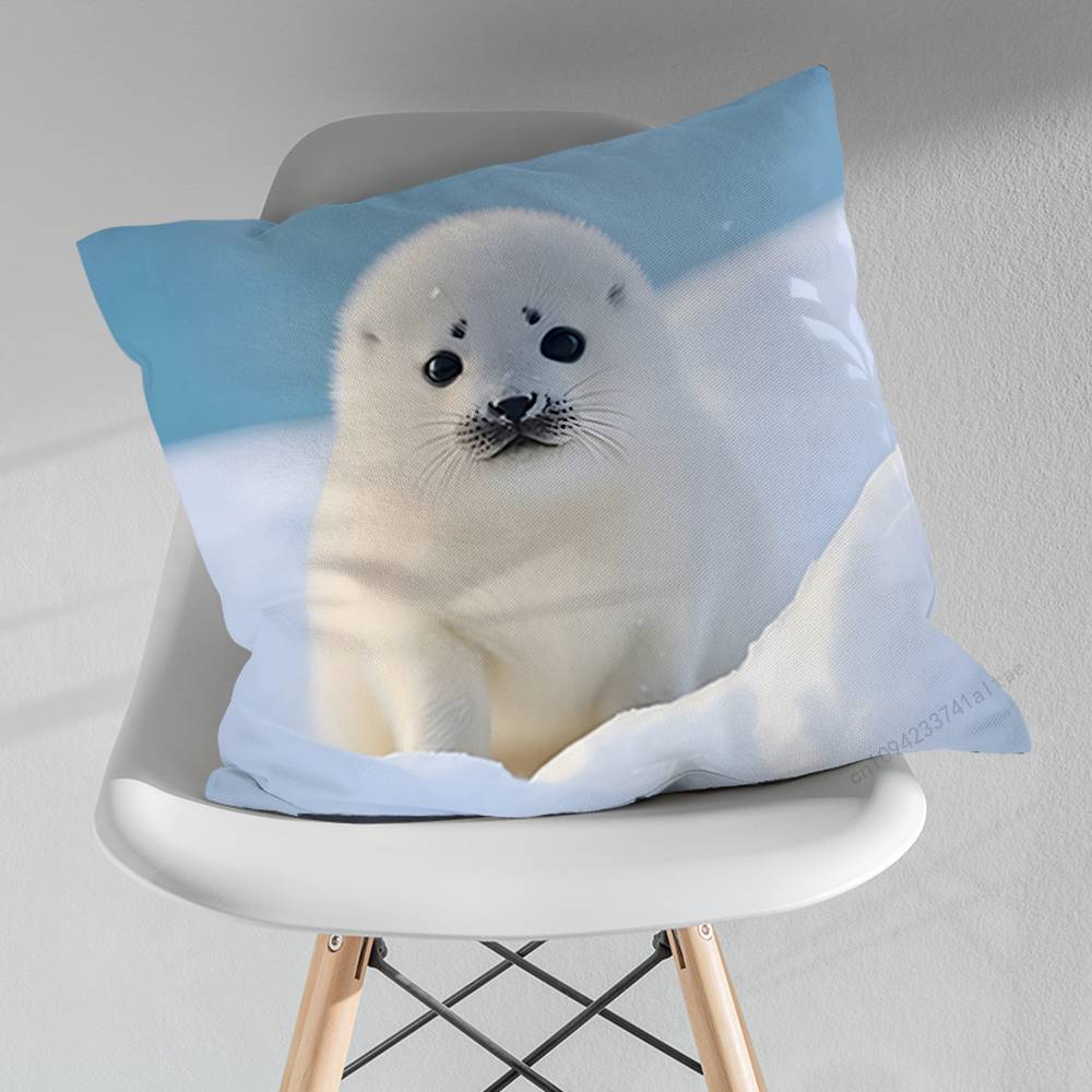 Animal Seal Cute Throw Pillow Case Living Room Sofa Cushion Cover For Home Bedroom Decoration Protector