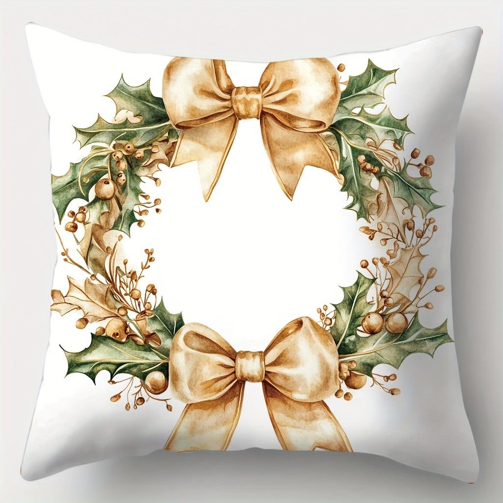 Рождественское украшение наволочка рождественский венок подарочная коробка колокольчик свеча узор гостиная диван подушка комплект украшение комнаты