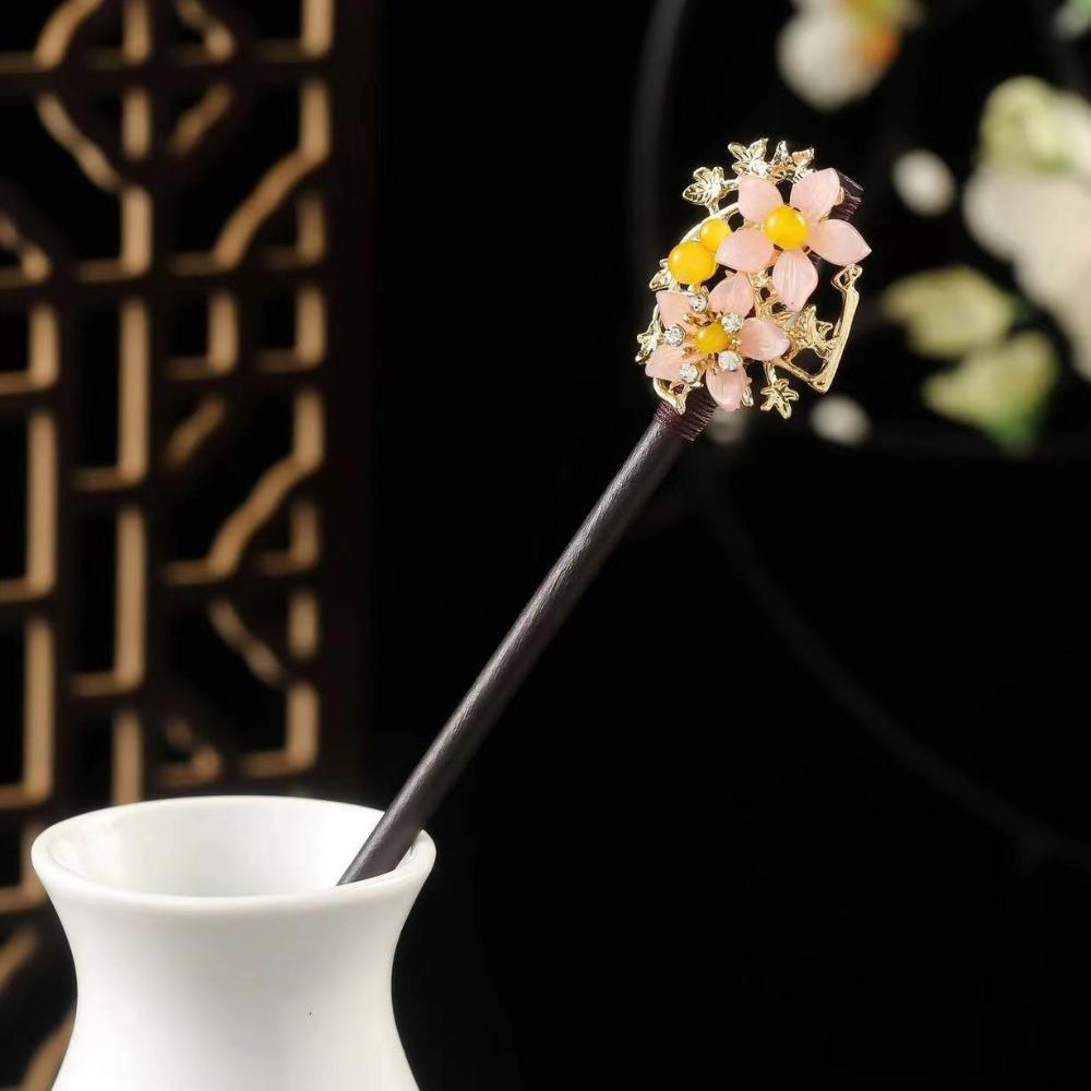 Vintage Flower Hairpin Flower Hairpin Fork Jewelry Accessories New Chinese Hair Stick  for Hanfu