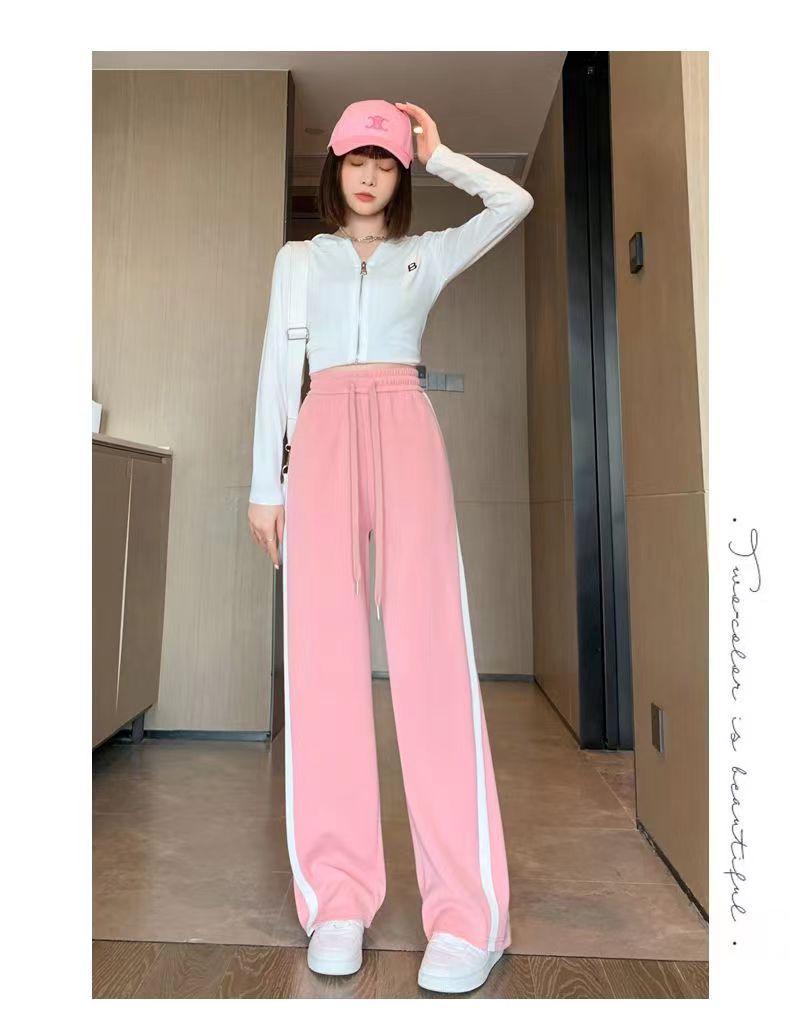 Женские спортивные брюки с высокой талией, широкими штанинами и эффектом похудения - Универсальные повседневные брюки для осени и лета 2024