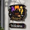 Двухслойная деревянная табличка Хэллоуин Деревянная табличка 'Добро пожаловать' для входной двери, Подвесная табличка 'Котел ведьмы', Водонепроницаемый подвесной знак на конопляной веревке для помещений