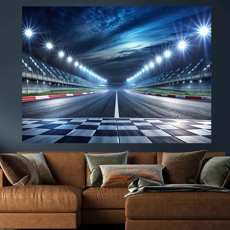 A night scene background picture of a racing track suitable for sports events, very suitable for birthday celebration activities