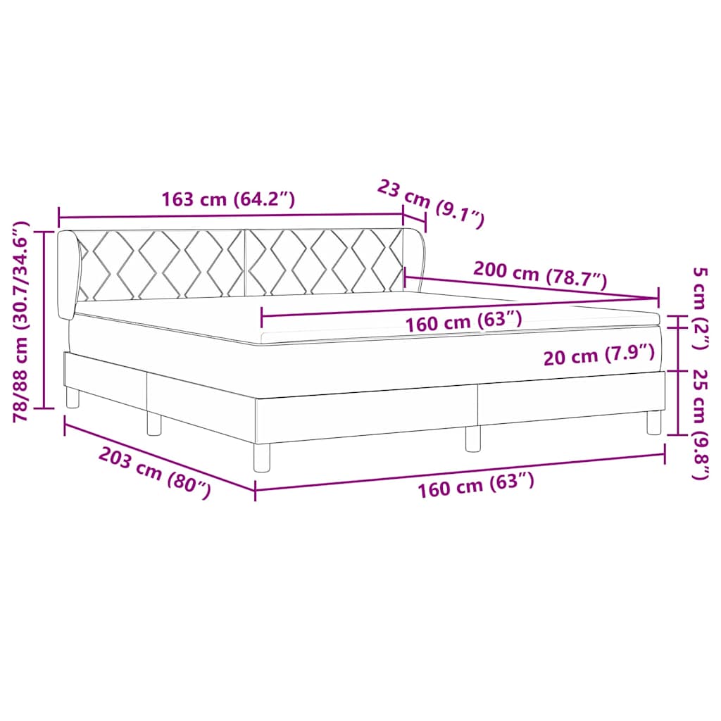 Boxspring bed with headboard Black 160 x 200 cm Velvet