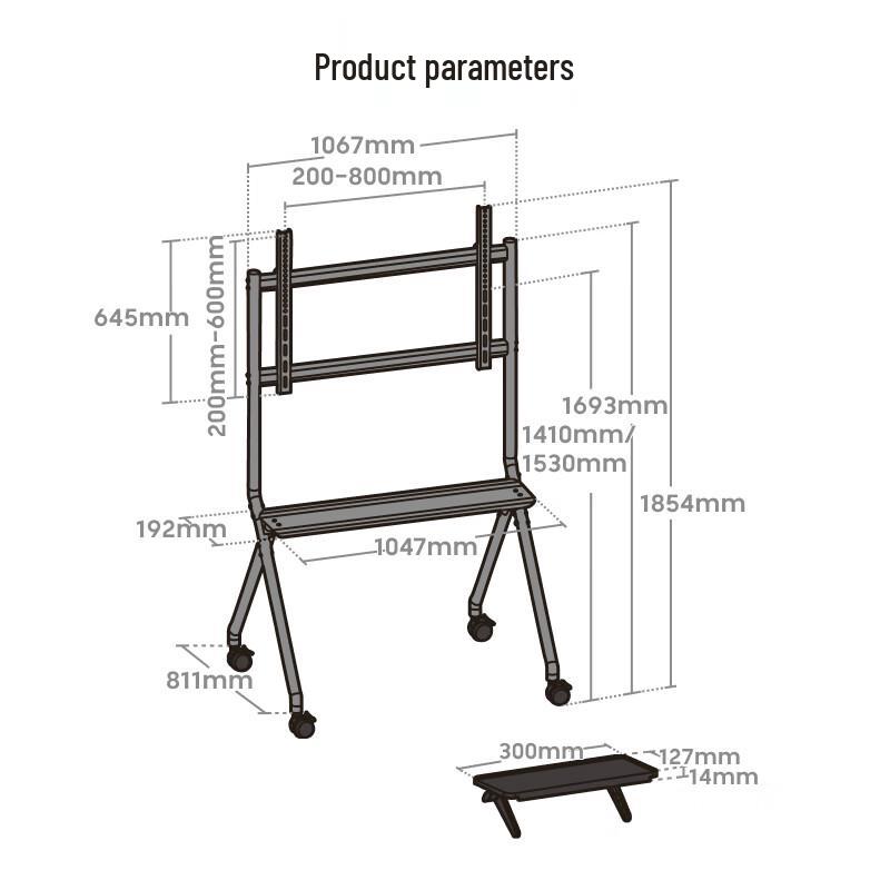 Brateck FB700 Commercial Mobile Floor TV Stand