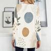 Women Plus Size Round Neck Long Sleeve Blue White Tie Dye Printed Loose Longline T Shirt With Pockets