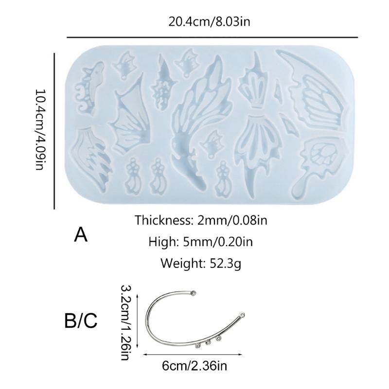 Силиконовая форма для серег-крыльев бабочки, подходит для эпоксидной смолы, для рукоделия, подвеска-украшение для рюкзаков, изготовление ювелирных изделий
