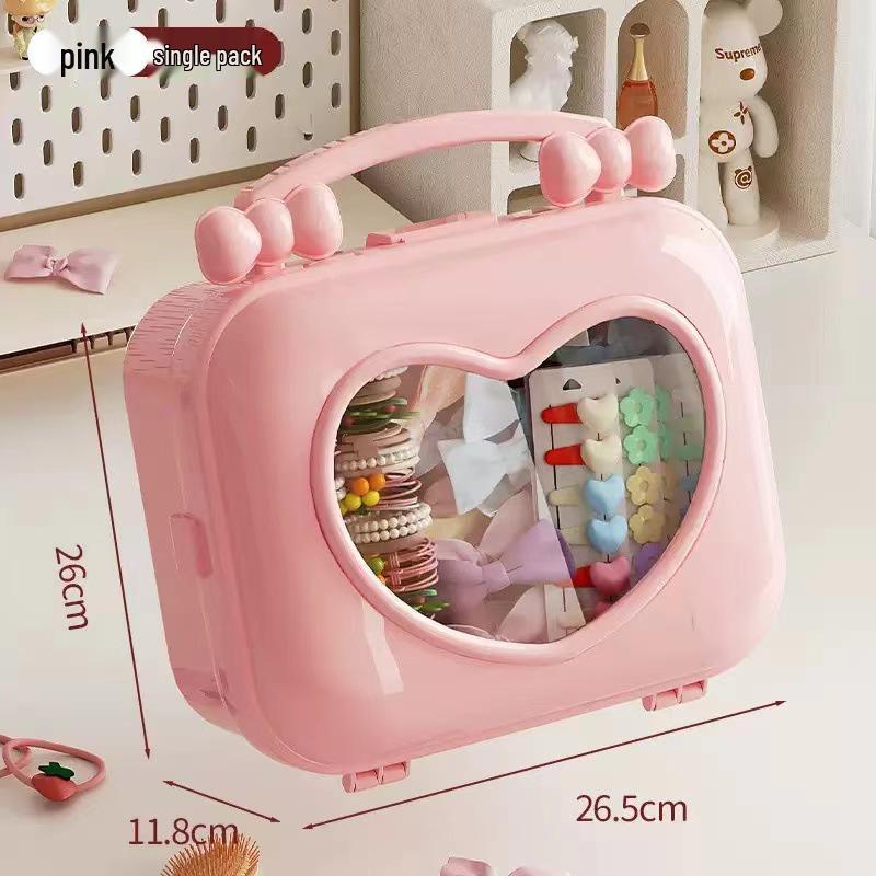 Three-Layer Large Capacity Children's Jewelry, Hair Accessories, and Stationery Box with Bow Knot Design – New Style for Girls