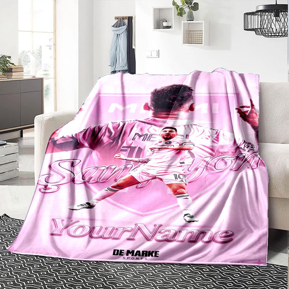 Messi Personalized Text Blanket Multi-purpose Personalized Blanket Durable Comfort Throw For Chair Living Room Bedding Couch for All Occasions