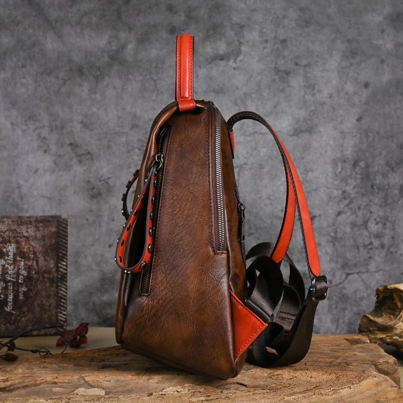 Johnature Женский рюкзак из натуральной кожи в стиле ретро, ​​ручная роспись, натуральная сумка из натуральной яловой кожи, дорожные рюкзаки большой емкости