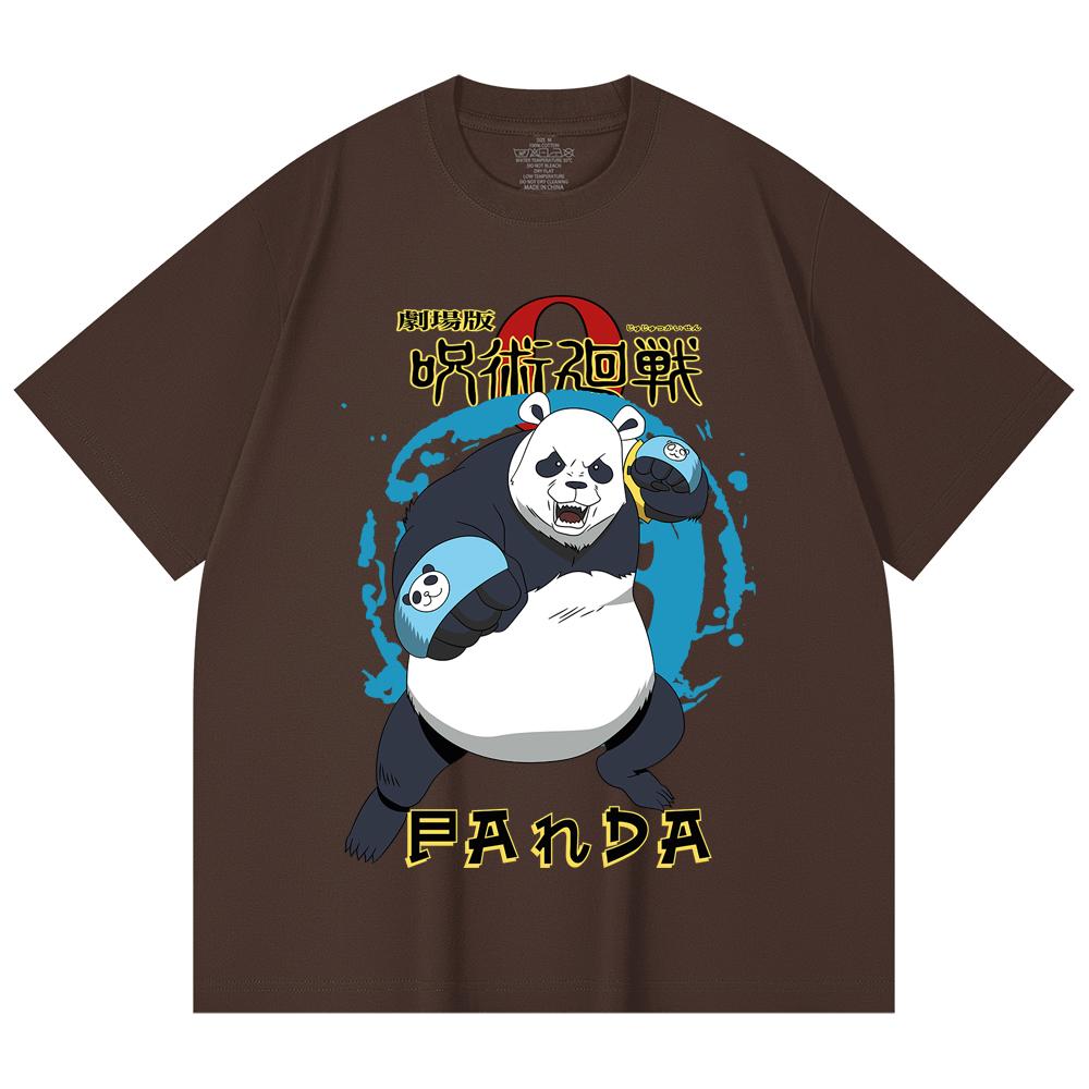 230 Gsm 100% Cotton Jujutsu Kaisen V62 Panda Print Unisex Heavy Cotton T Shirt