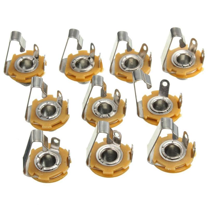 10Pcs 6.35mm / 6.5mm Plug Jack Audio Female Connector TS Panel Mono Panel Chassis Type Mount S Y9R2