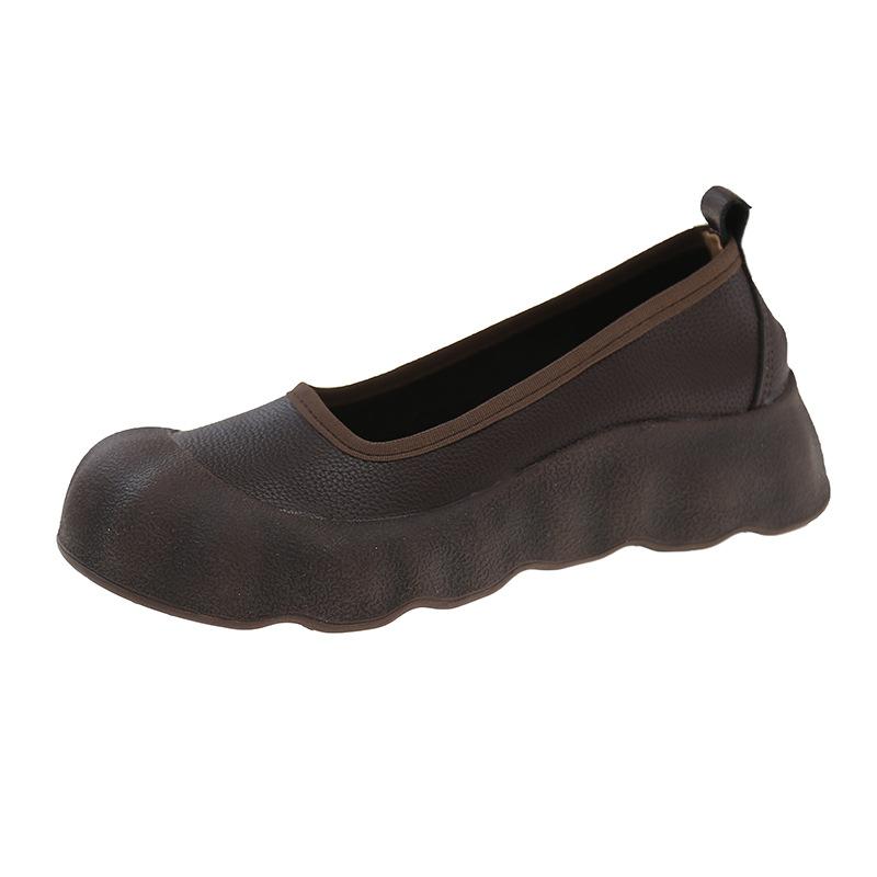 Ретро туфли-лодочки с круглым носком, женские весенне-осенние новые на плоской подошве, повседневные, на одном педале, детские