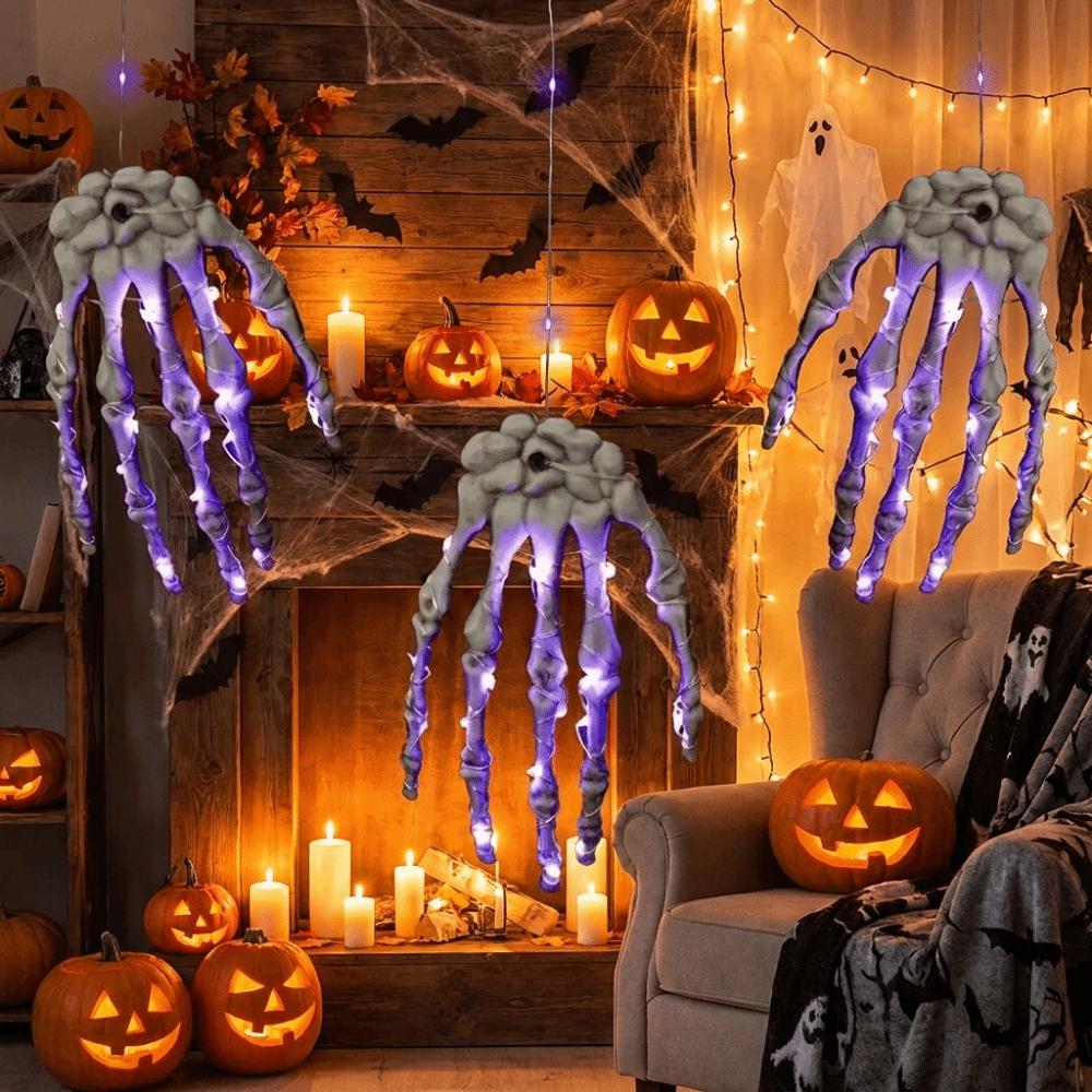Realistic Glowing Skeleton Hand Plastic Ghost Skeleton Hand Lamp Halloween Party
