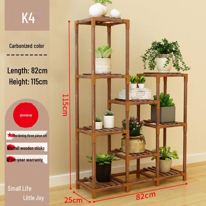 Multi-layer Solid Wood Succulent Flower Stand for Indoor Balcony or Living Room