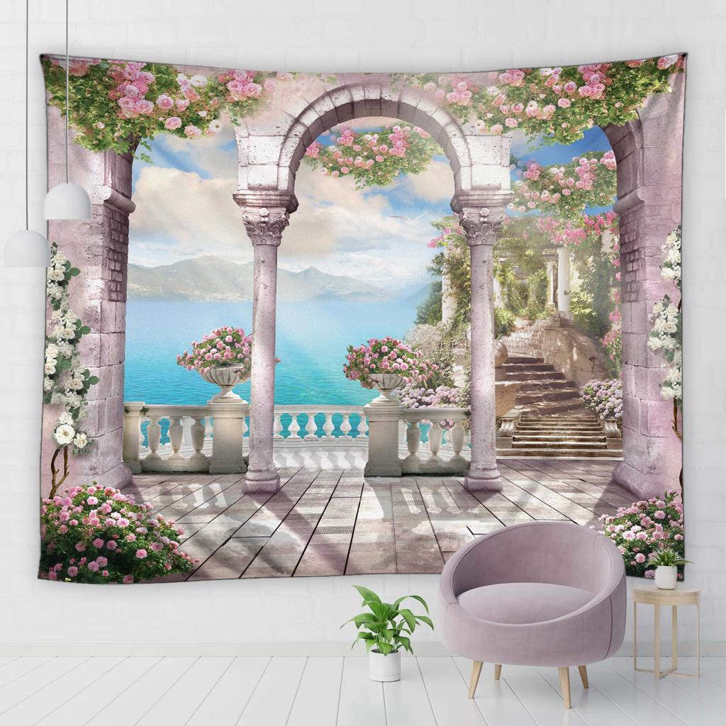 Домашний Декор Гостиная Гобелен Каменные Арки Пейзаж Гобелен На Стене Римский Сад Пейзаж Спальня Фон Настенный Гобелен