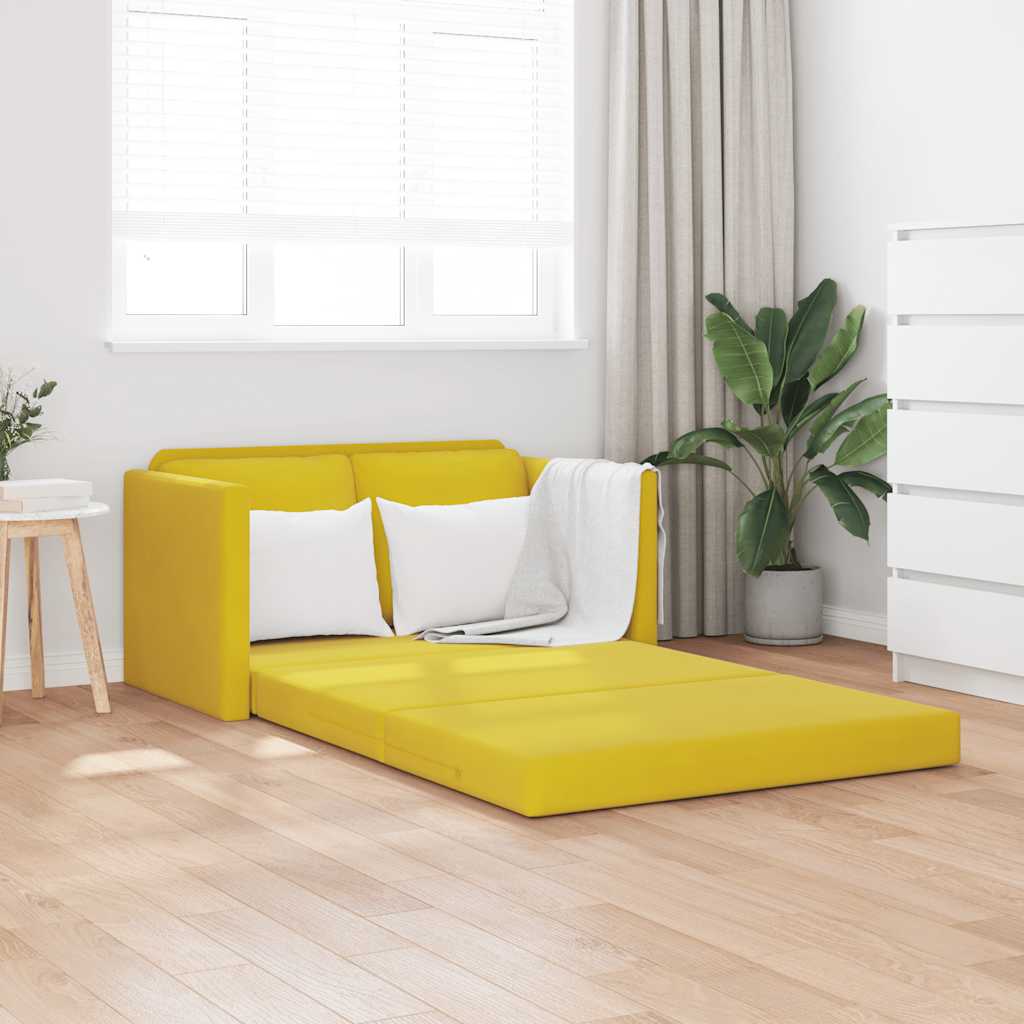 Vidaxl Sofa Podłogowa 2-W-1, Ciemnożółta, 122X204X55 Cm, Aksamit