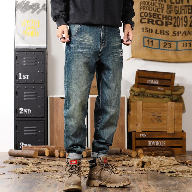 Джинсы-шаровары мужские осенние хлопковые прямые брюки-шаровары мужские осенние американские модные брендовые джинсы мужские осенне-зимние