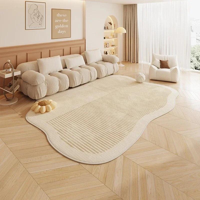 Cream Style Rugs for Bedroom Irregular Shapes Living Room Decoration Carpet Large Area Study Soft Rug Home Thick Plush Floor Mat