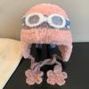 Autumn and winter velvet flying hat warm hat thickened cute glasses flying ear protector Lei Feng hat warm knitted hat