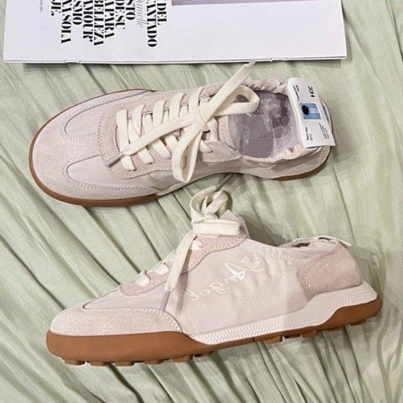 Leather Women's New Ballet Lace-up Retro Versatile, Lightweight and Breathable Sports Little White Shoes