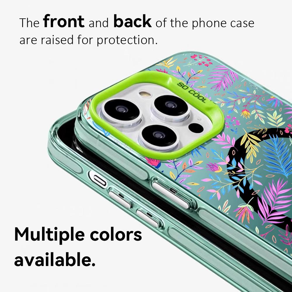 Роскошный чехол для телефона с листьями в стиле Ins для IPhone 17 16 15 14 13 12 11 Pro Max Air Магнитный Матовый Лазерный Металлический Чехол для телефона