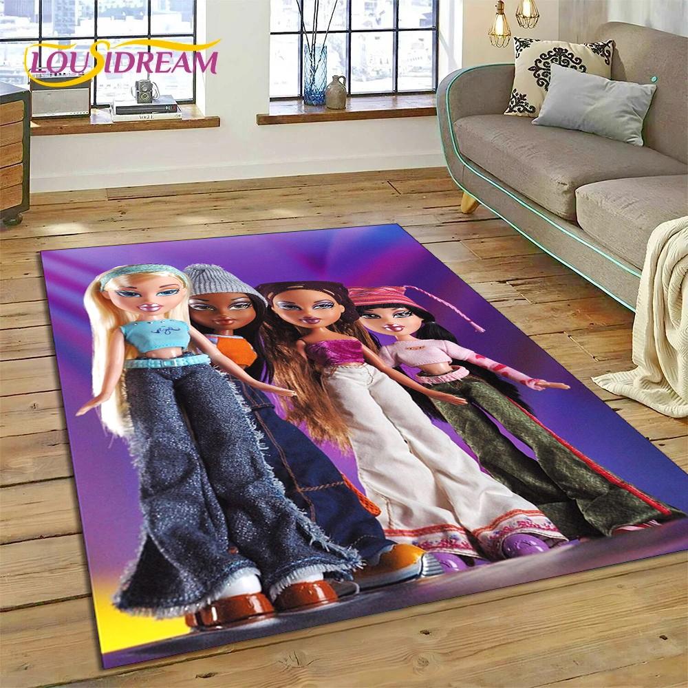 HD Мультяшная кукла Bratz Милые девочки 3D Ковер для гостиной спальни Домашний декор, Нескользящий коврик Декорация для дивана Придверный коврик