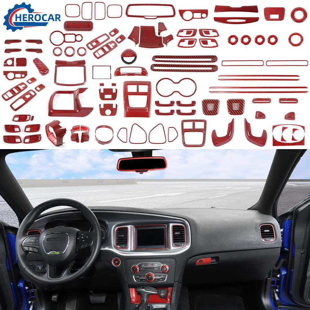Красный Накладки на Панель Интерьера из Углеродного Волокна Комплект Рамок для Dodge Charger 2011-25