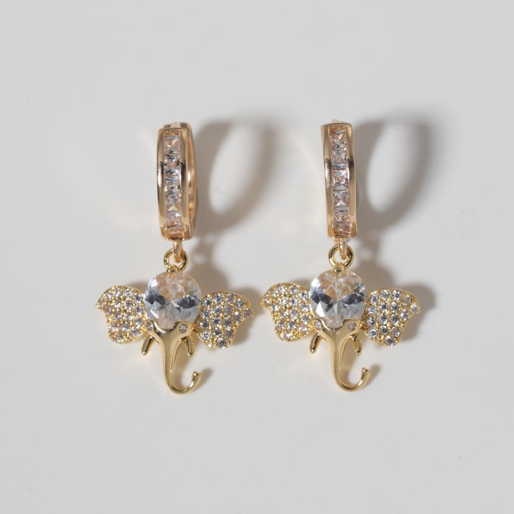 1 пара модных серег-подвесок в виде слонов для женщин, серьги с цирконами, ювелирные украшения, аксессуары для свадебной вечеринки