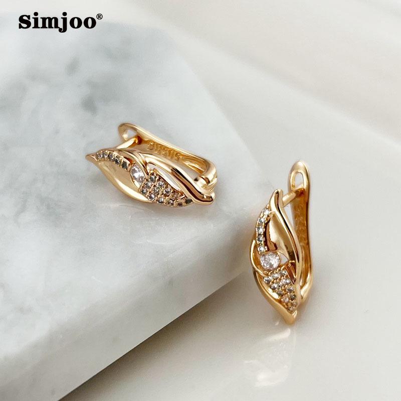 SIMJOO Модные серьги с геометрическим узором из розового золота и циркона