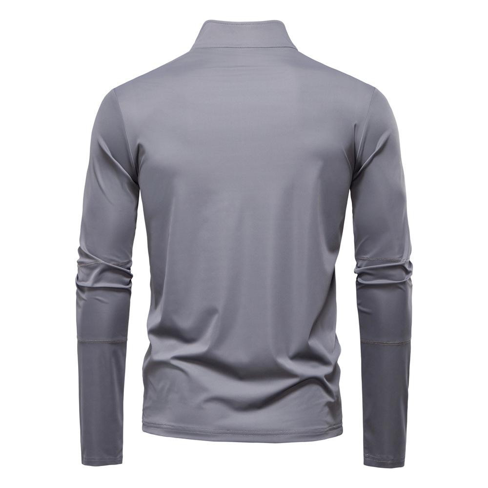 Men's Sunscreen and UV Protection Base Shirt Long Sleeved Half Zip T-shirt for Men