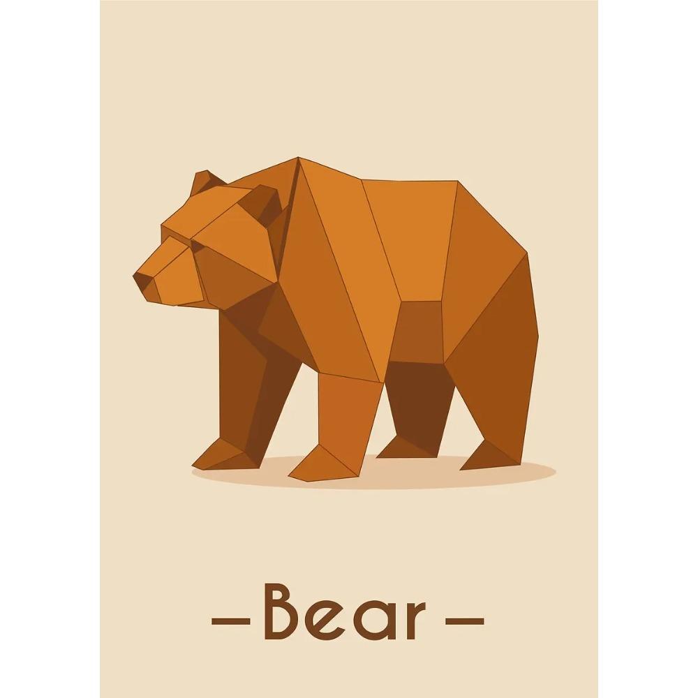 Абстрактные Геометрические Стереоскопические Милые Животные Постеры Ягуар Пингвин Медведь Принты Картина на Холсте Настенное Искусство Картина Домашний Декор Комнаты