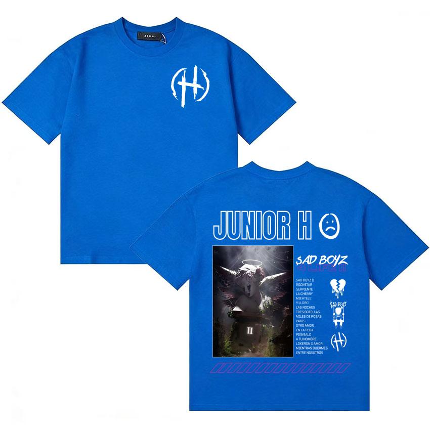 Rapper Junior H Album Cover Mi Corazon Ya No Siente High Quality Tshirt Unisex Women Summer Short Sleeve Double Sided Oversized Tee