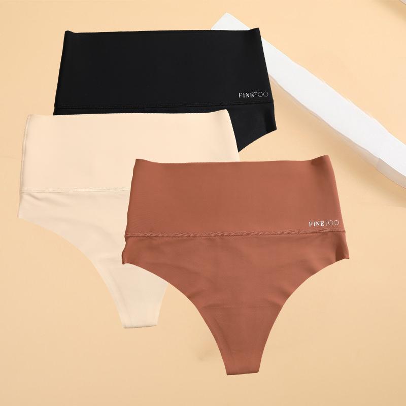 3 шт. Бесшовные трусики-стринги с высокой талией для женщин, черные, для подтягивания живота и бедер, моделирующее фигуру нижнее белье, дышащие женские трусики, большие размеры