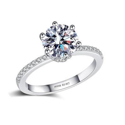 Кольцо из стерлингового серебра, позолоченное платиновое обручальное кольцо, круглое, потрясающее, 8 мм, 2 карата, имитация бриллианта, обручальное кольцо, подарок на день любви, роскошная шкатулка для украшений