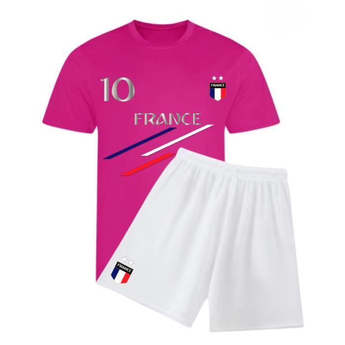 Ensemble foot enfant - NPZ - Style France - Rose fuchsia - Short blanc - 100% Polyester