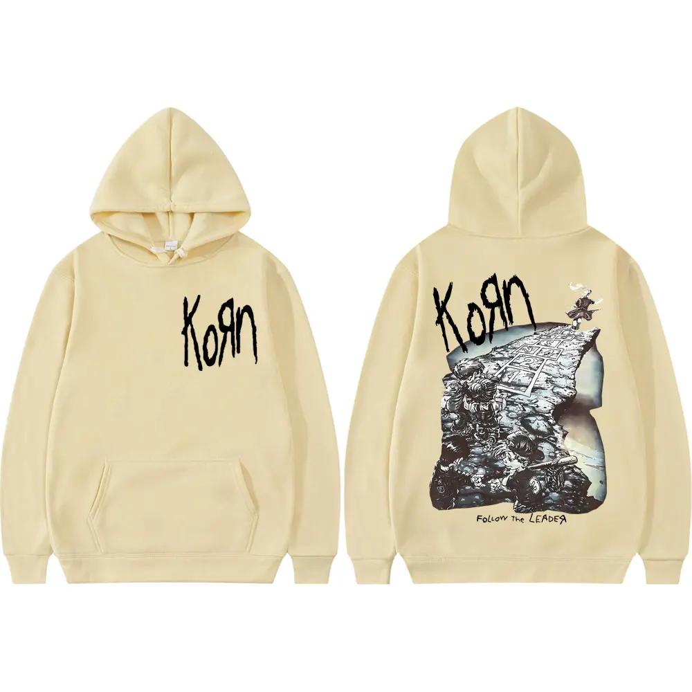 Rock Band Korn Ftl 25 Follow The Leader Merch Hoodies Fashion Vintage Hooded Sweatshirts Men Women Casual Oversized Pullovers