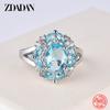 925 Sterling Silver Flower Red Zircon Rings for Women Fashion Wedding Jewelry