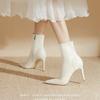 2024 Осень Женские Ботильоны Сексуальные Туфли-лодочки с острым носком на высоком каблуке Модные Ботильоны-Челси Для Похудения Женские Туфли На Шпильках