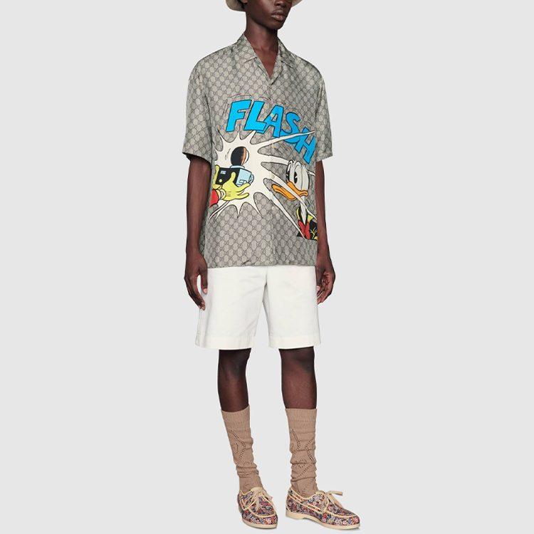 Gucci Шелковая рубашка с монограммой Дональда Дака Disney 646446-ZAGCN-2165