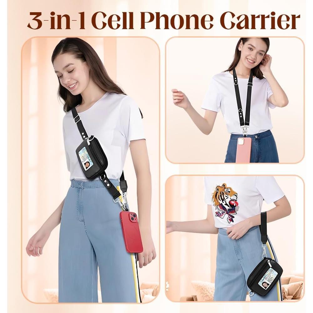Adjustable Phone Lanyard Crossbody Strap,360° Rotatable Tether Tabs,Clip and Go Strap for Phone with Wallet Crossbody