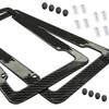 Carbon Fiber License Plate Frames Heavy Duty Car Auto Tag Holder Cover Rattle-Proof Front and Rear Plate Mounting Kit