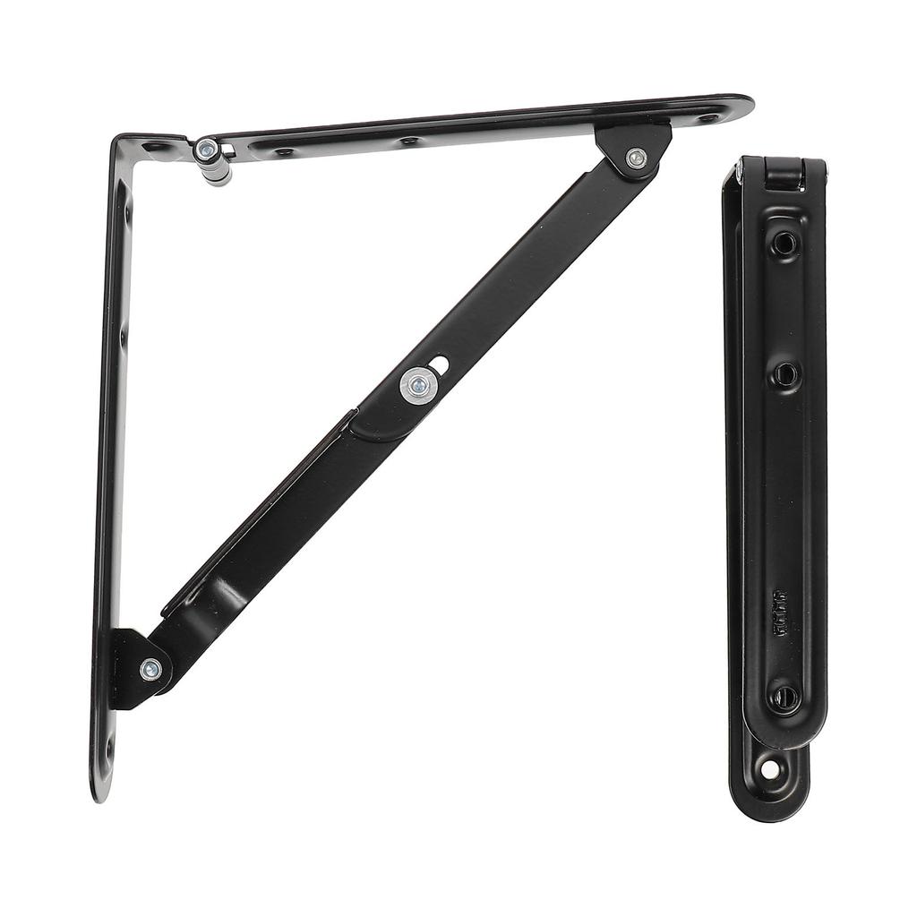 2Pcs Black Folding Support Brackets Heavy Duty Wall Board Support Rack Practical Folding Shelf Brackets for Garage Workbench