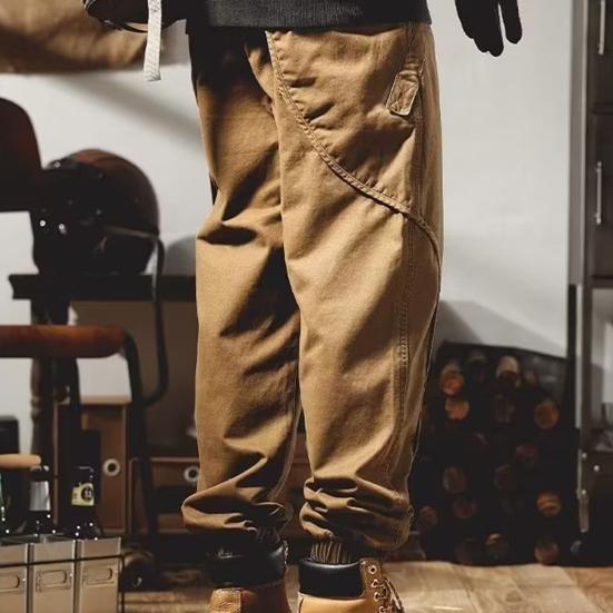 Men Harem Pants Thin Solid Color Elastic Waist Pockets Ankle-banded Drawstring Deep Crotch Wear-resistant Soft Breathable Men Cargo Pants Long