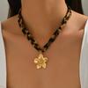 Cross Necklace Leopard Print Flower Love Pendant Summer Marine Shell Collarbone Chain