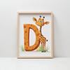 Plakat Żyrafa Z Literą D Plakat Żyrafa Z Literą D, 30X40 Cm, Rama Drewniana Jasny Dąb, Papier Matowy 230 Gsm