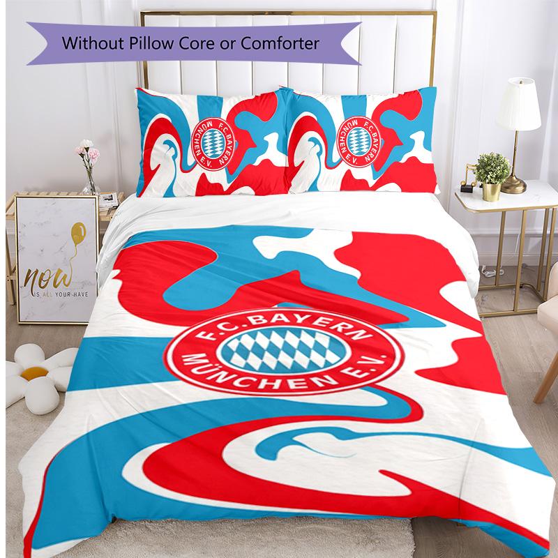 Bayern Munich Pattern Printed 3PCS Bedding Set Soft Skin-Friendly Washable Duvet Cover & Pillowcases Set All Season Bedroom