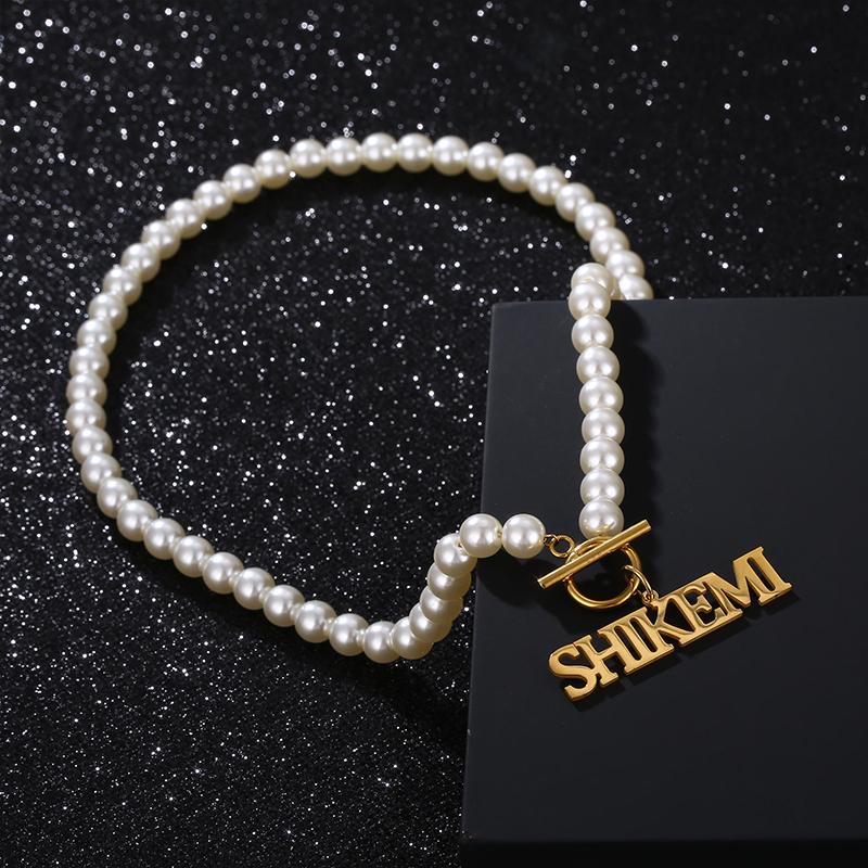 Elegant Baroque Choker Necklace Stainless Steel Custom Name Initial Personalised Pendant Necklaces