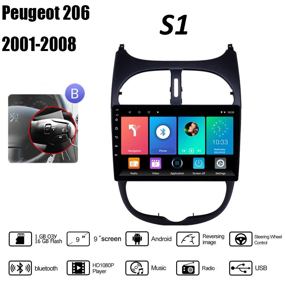Автомобильное радио 2Din для Peugeot 206 206CC 206SW 2000-2016 Citroen C2 2004-2008 плеер Android Carplay WIFI GPS навигация стерео 2 + 32 ГБ
